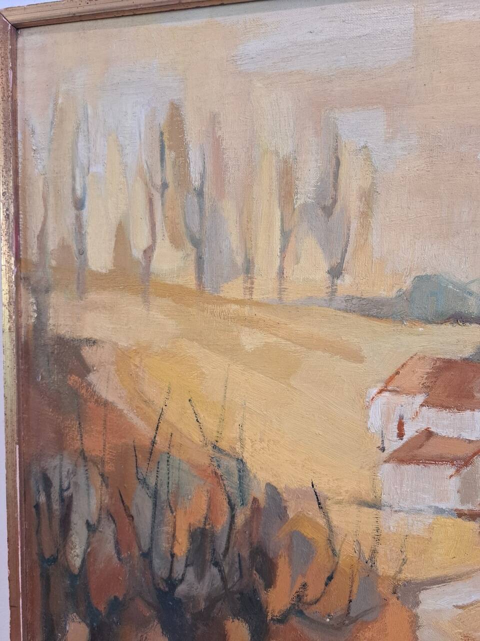 Old ochre landscape painting by G.Zylberman