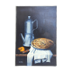 Painting canvas still life coffee maker country apple pie