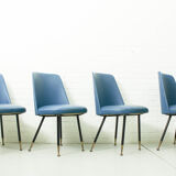 Ensemble de 4 chaises de salle à manger italiennes avec pieds en laiton, années 1950