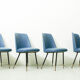 Set of 4 italian dining chairs with brass feet, 1950s