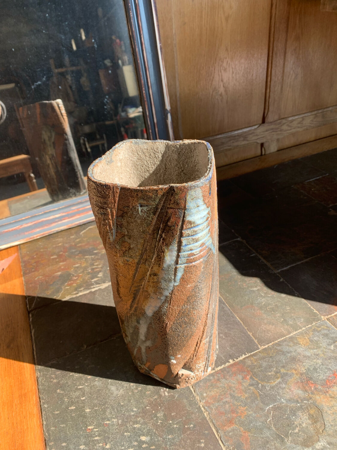 Sculptural stoneware vase — French studio pottery, 1960s/70s