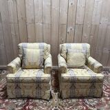 Paire de fauteuils anglais en soierie