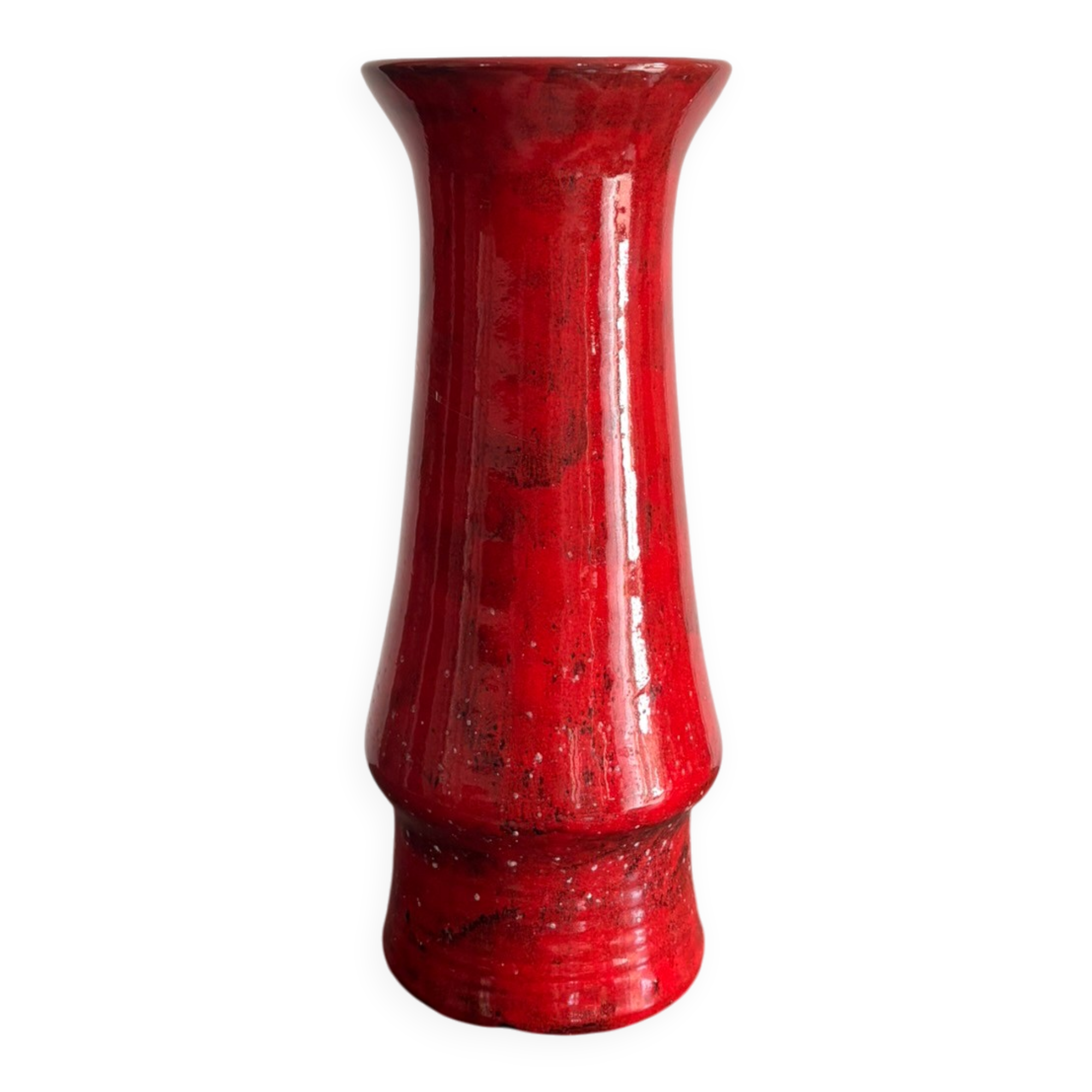 Vase Rouge Volcanique Selenium Moucheté Année 70 West Germany Mid Century