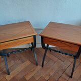 Pair of patinated Directoire style bedside or sofa end tables