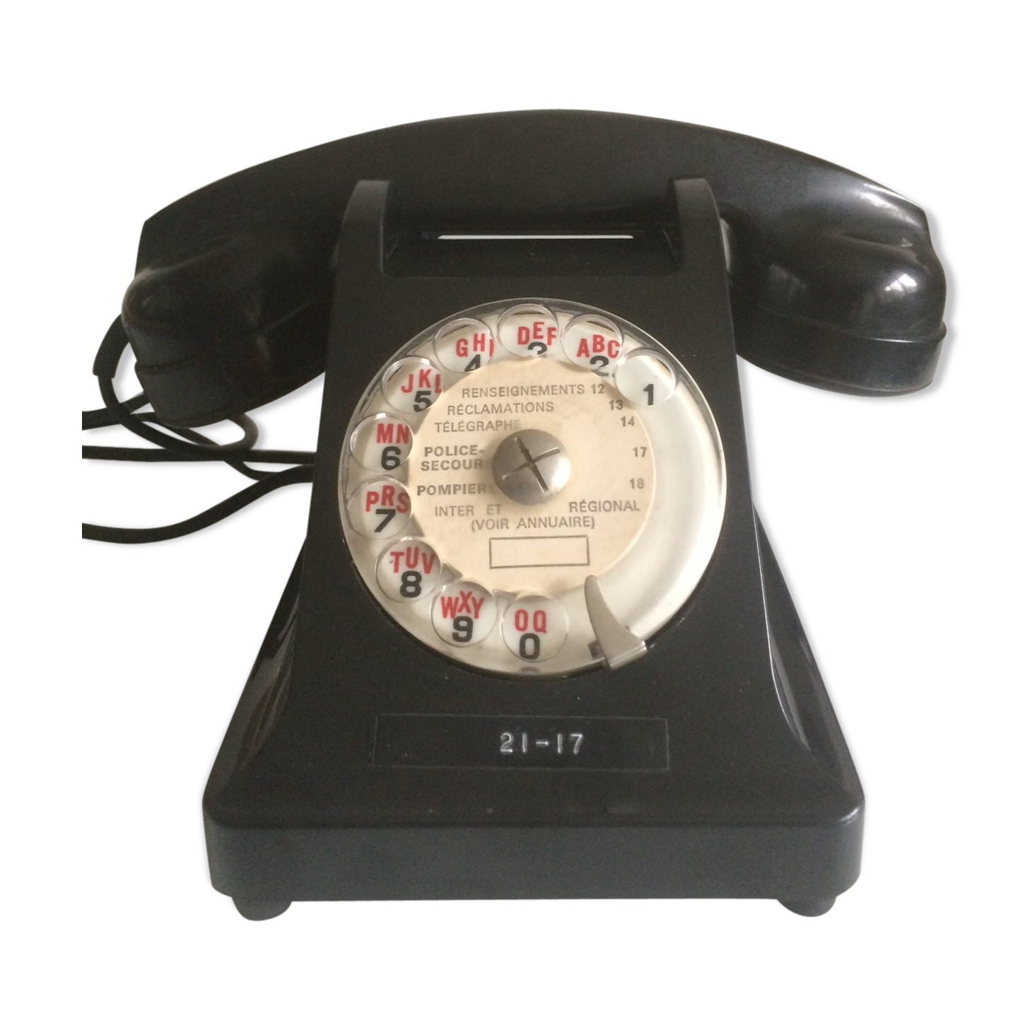 Téléphone PTT en bakélite noir vintage
