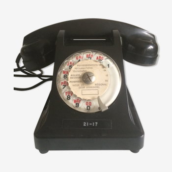 Old PTT phone in vintage black Bakelite