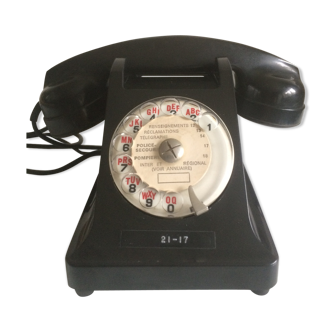 Old PTT phone in vintage black Bakelite