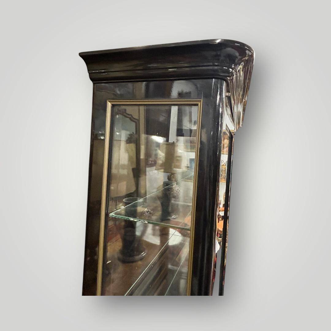 1950s black lacquered two-body display cabinet - bookcase