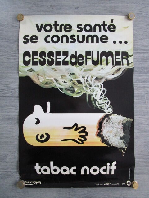 Old ratp poster Delourme-against smoking-60x40, 1975