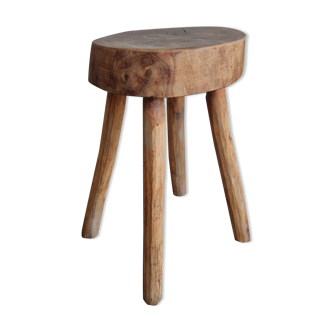 Brutalist stool in solid wood