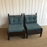 Armchair in fir and corduroy velvet.