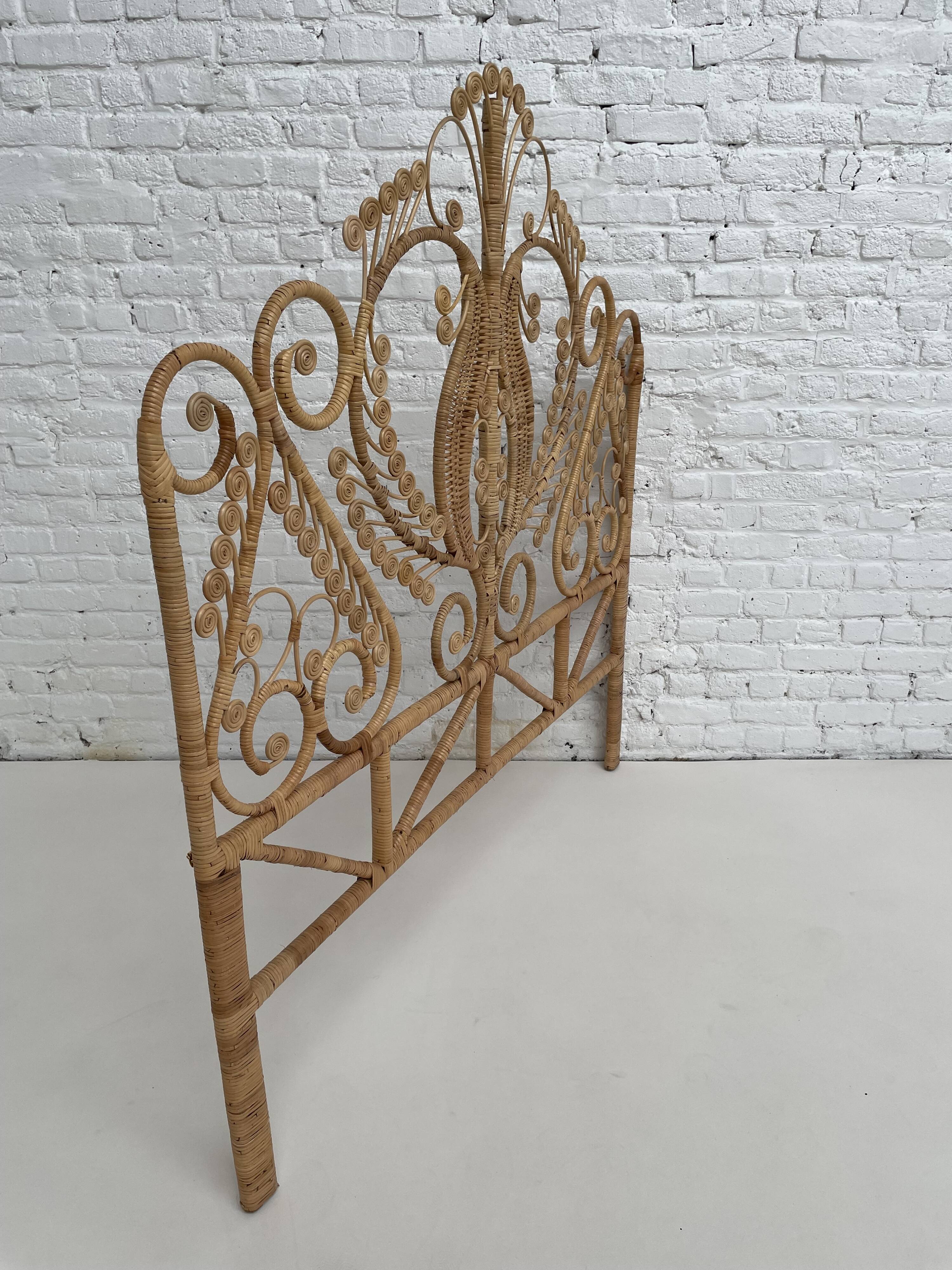 Peacock style rattan headboard