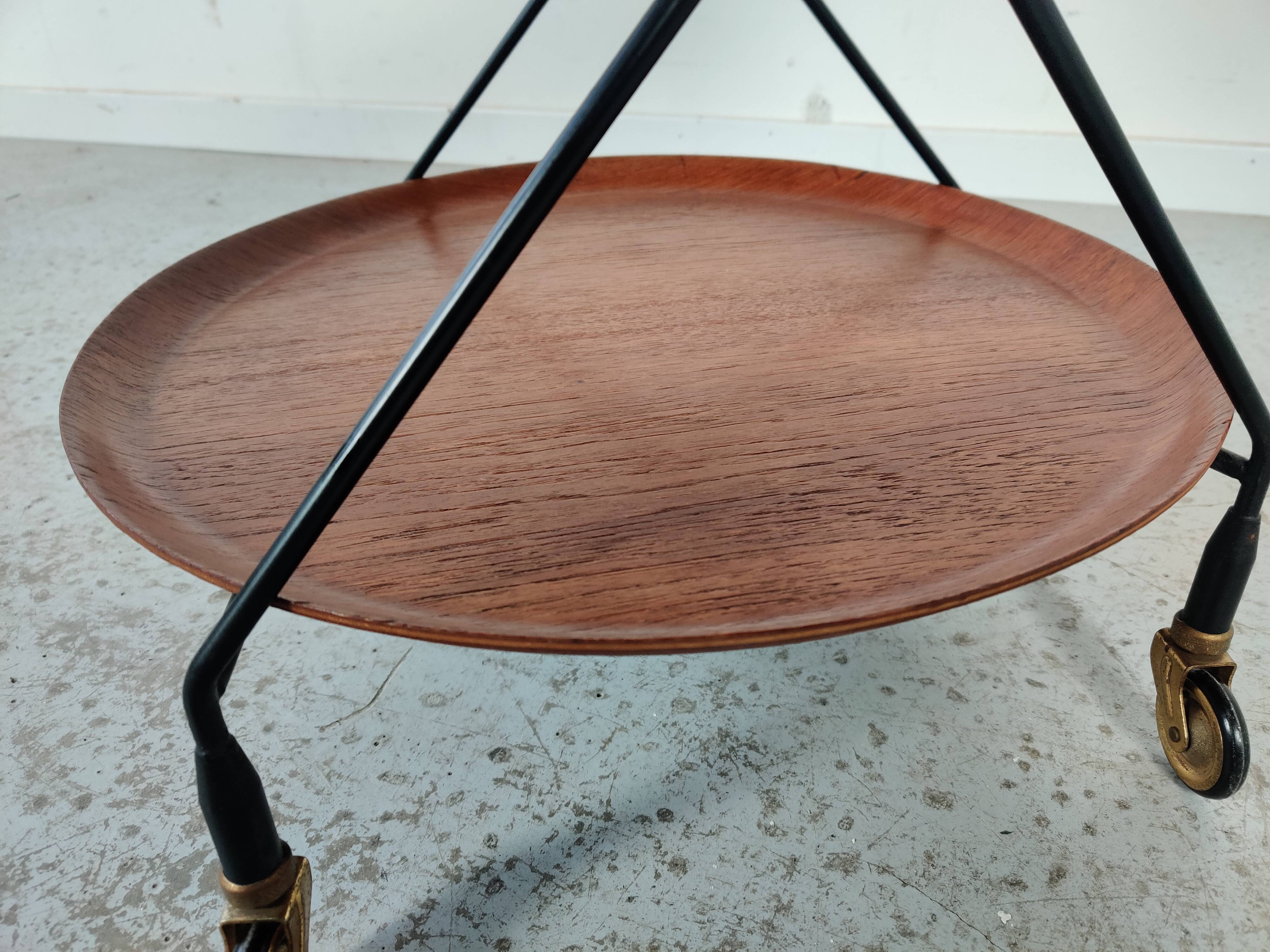 Scandinavian teak and metal dessert by Paul Nagel, Made in sweden 60s