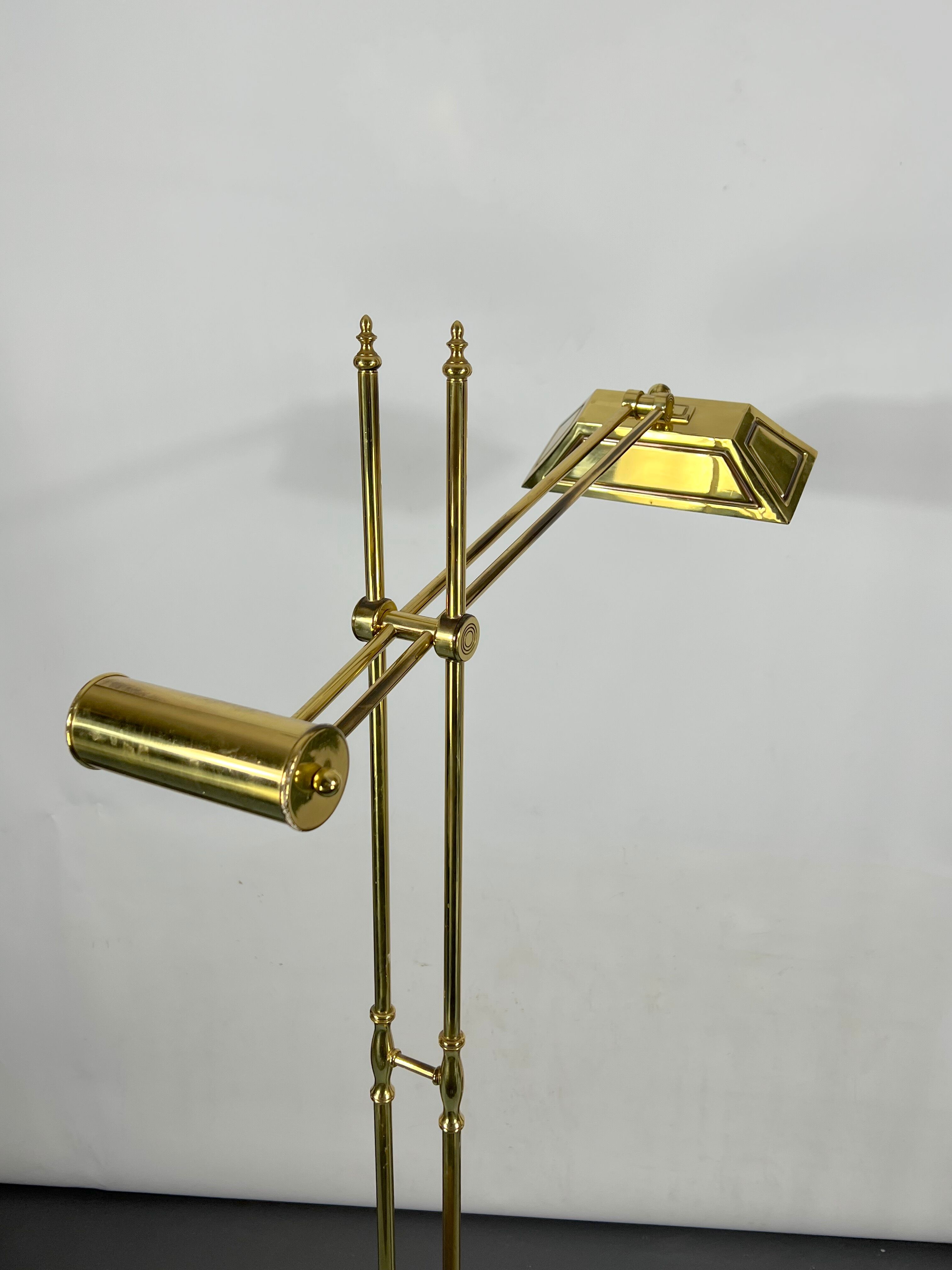 Vintage adjustable Italian solid brass floor lamp from 70s