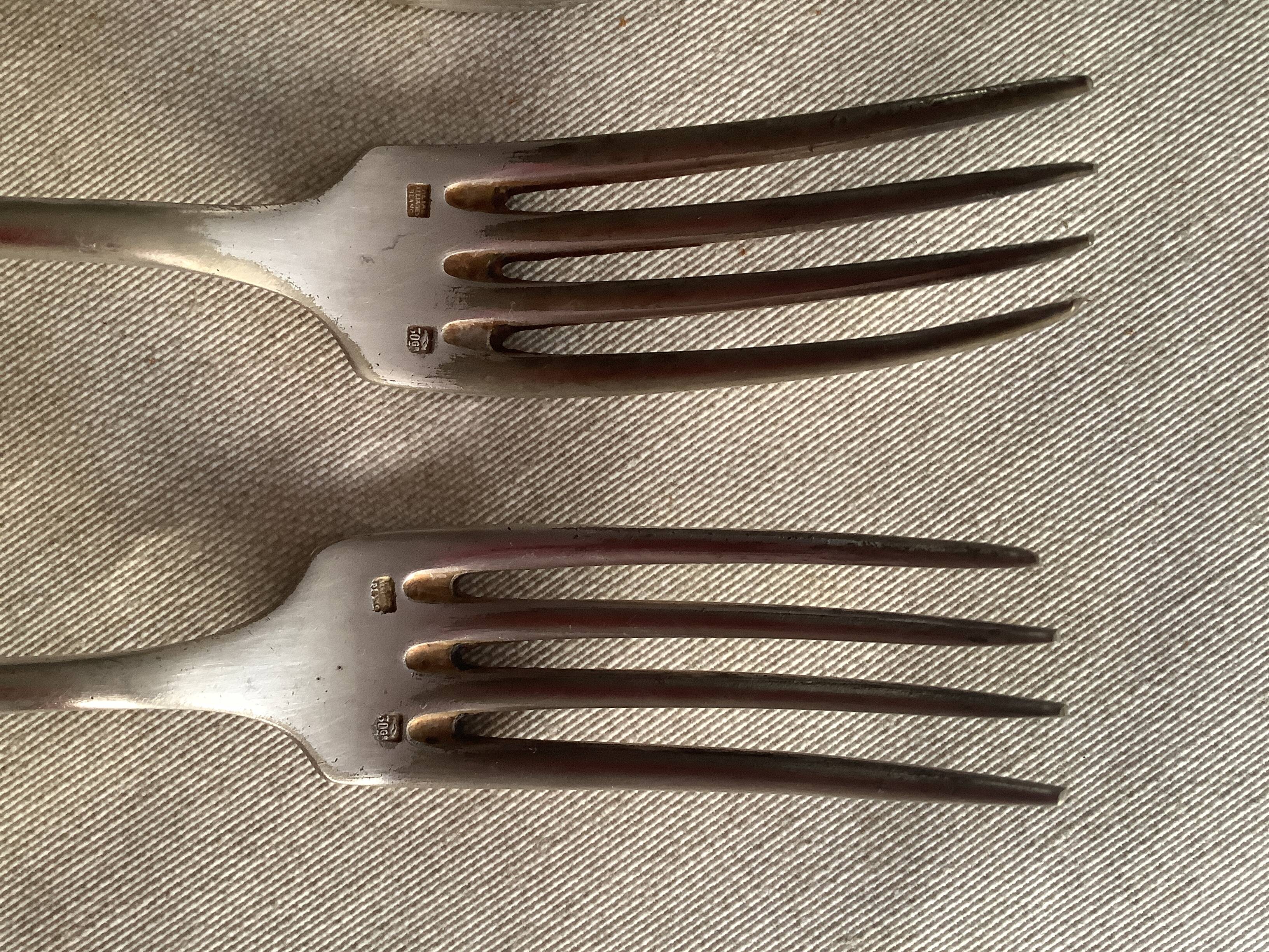 Silver-plated forks with hallmarks