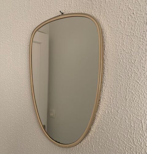 Miroir vintage 1960 rétroviseur asymétrique forme libre - 40 x 26 cm