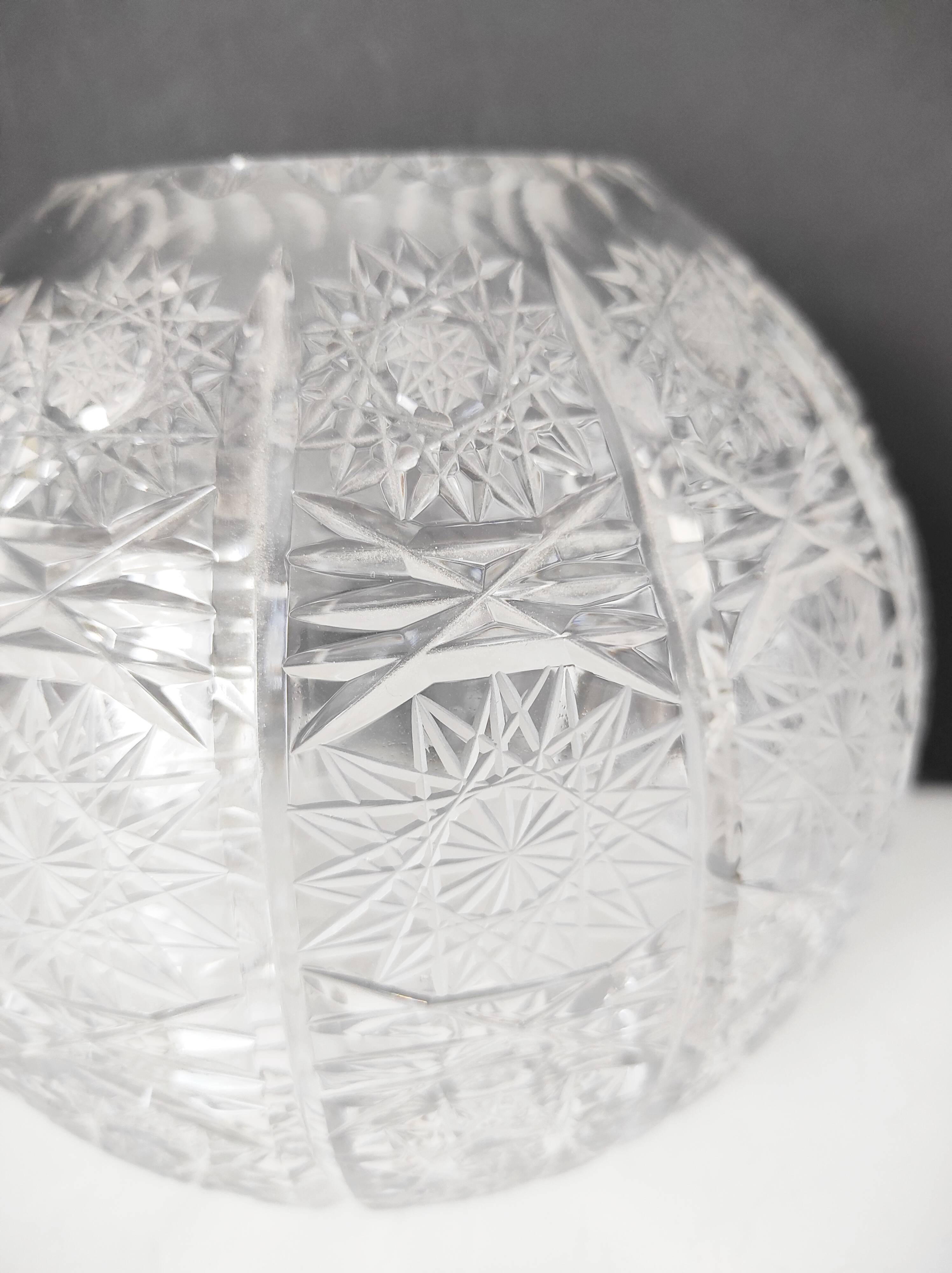 Cut crystal ball vase