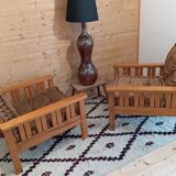Pair of 70s pine armchairs