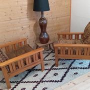 Pair of 70s pine armchairs