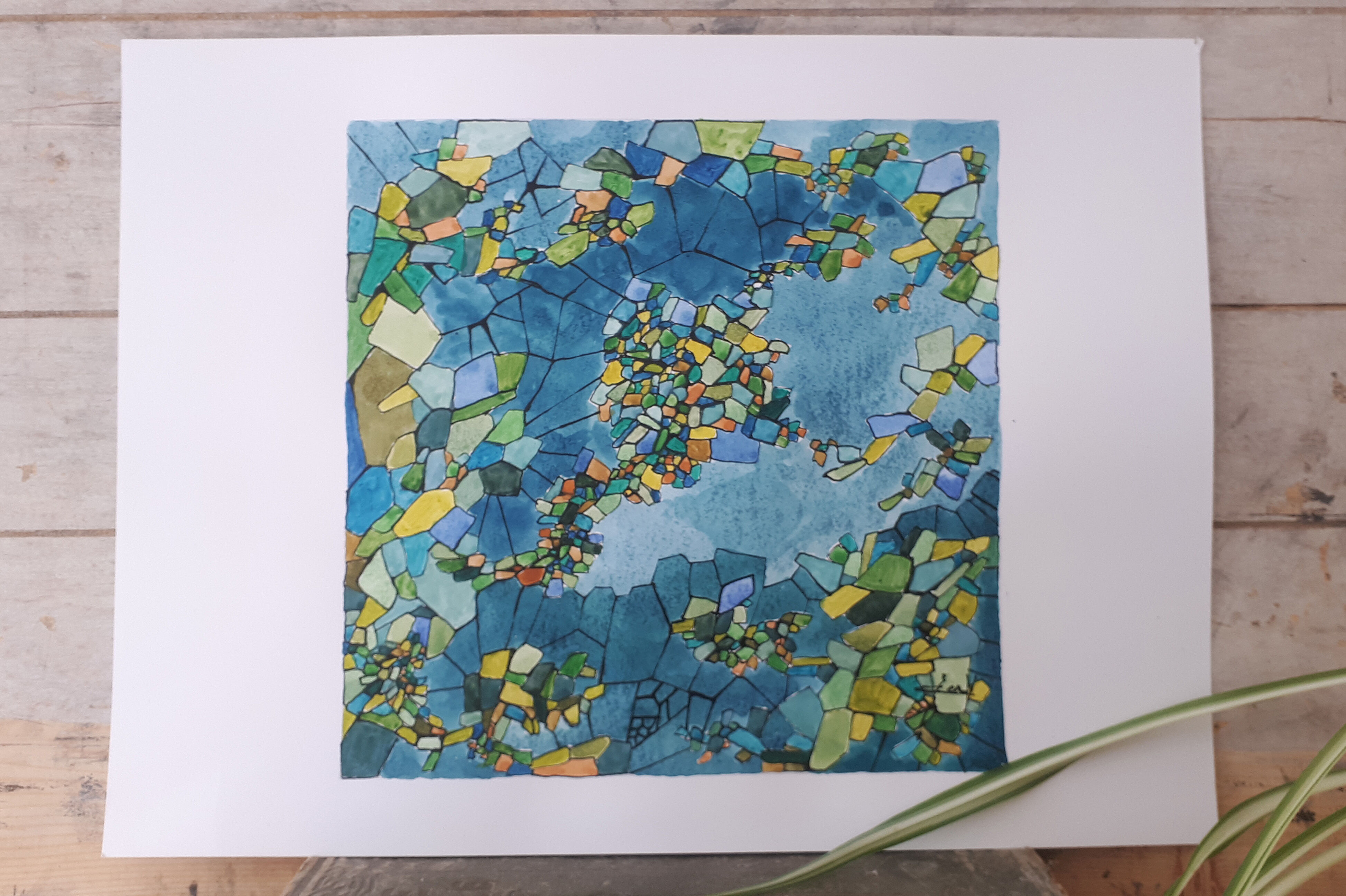 "territories" watercolor china ink