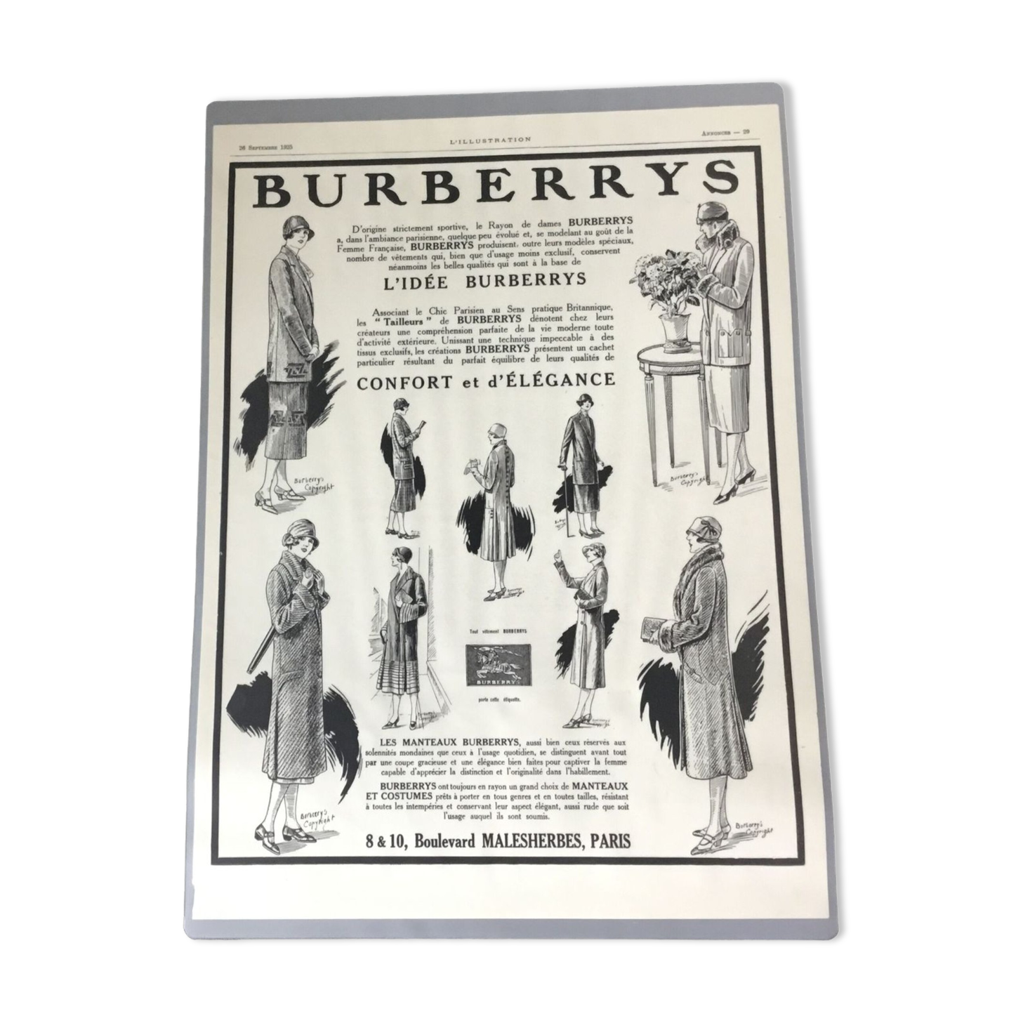 Vintage advertising to frame burberrys