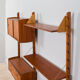 Teak 2-Bay Ergo Modular Wall Unit with double chest of drawers, a cabinet & 2 shelves by John Texmon