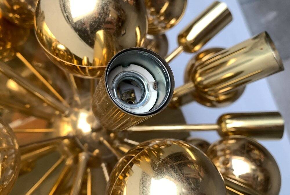 Atomic Brass Ceiling Light in Modern German Mid-Century by Dorothee Becker for Cosack, 1970s