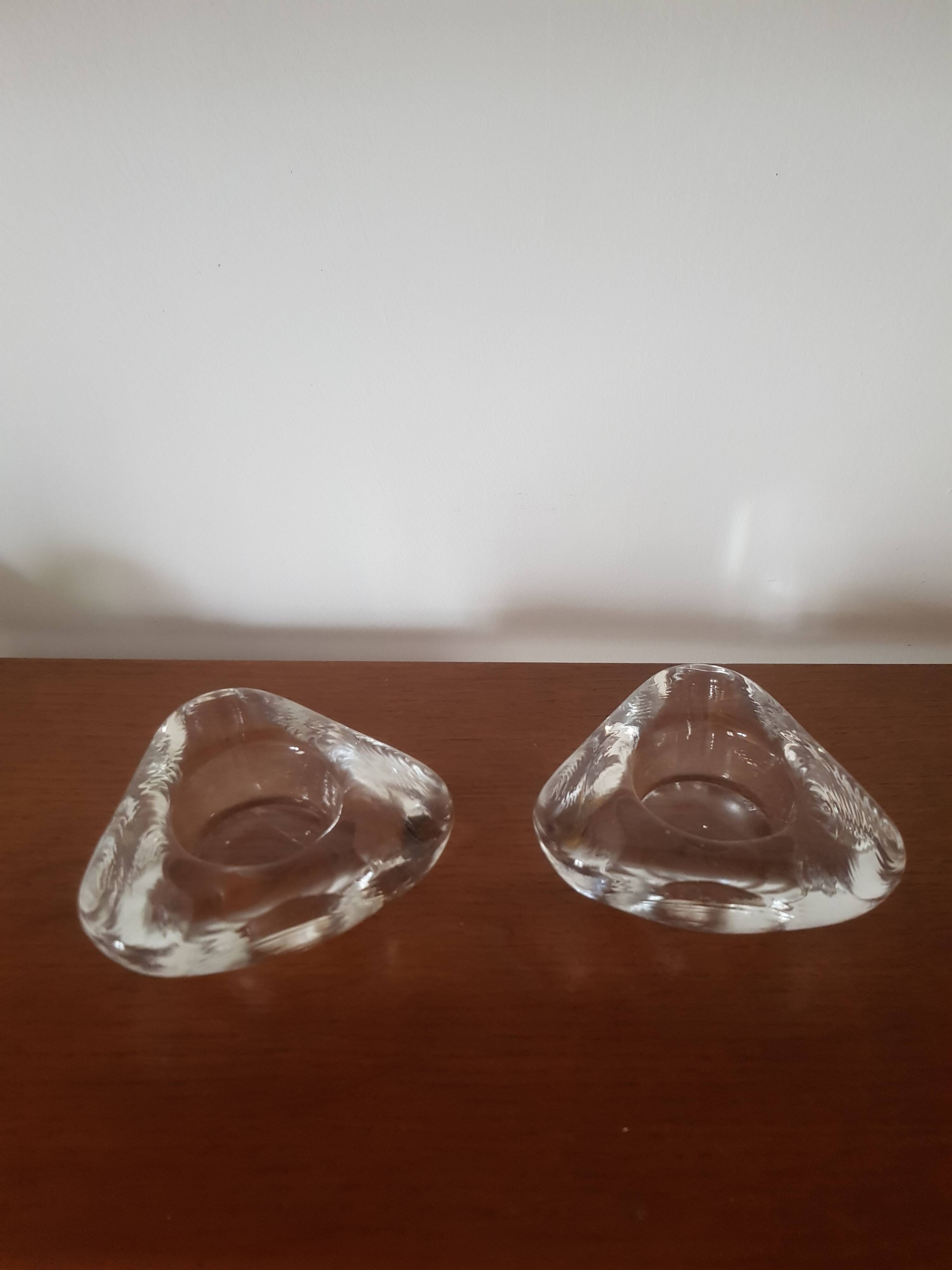 Set of 2 glass candle holders