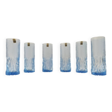 Postmodern Set of Six Blue Crystal Handmade Drinking Glasses