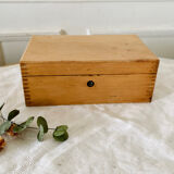Small wooden storage chest box with keyless lid