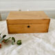 Small wooden storage chest box with keyless lid