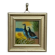 Mid-Century Oil on Panel – “ Birds” by Unknown, Vintage & Framed 11 × 11 cm