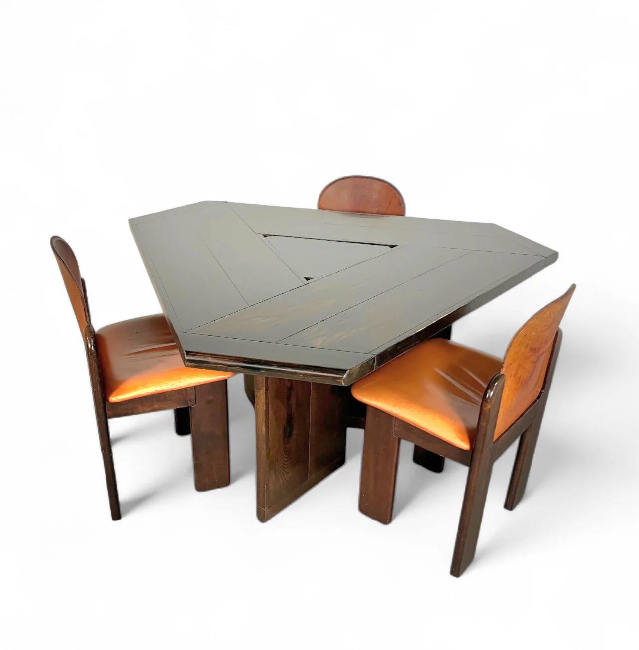 Mid-century dining table and 3 chairs by Silvio Coppola for Fratelli Montina, Italy, 1970s