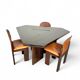 Mid-century dining table and 3 chairs by Silvio Coppola for Fratelli Montina, Italy, 1970s