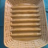 Dish for asparagus, slurry, glazed ceramic yellow sarreguemines France vintage