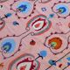 Salmon pink suzani kilim rug with embroidered patterns