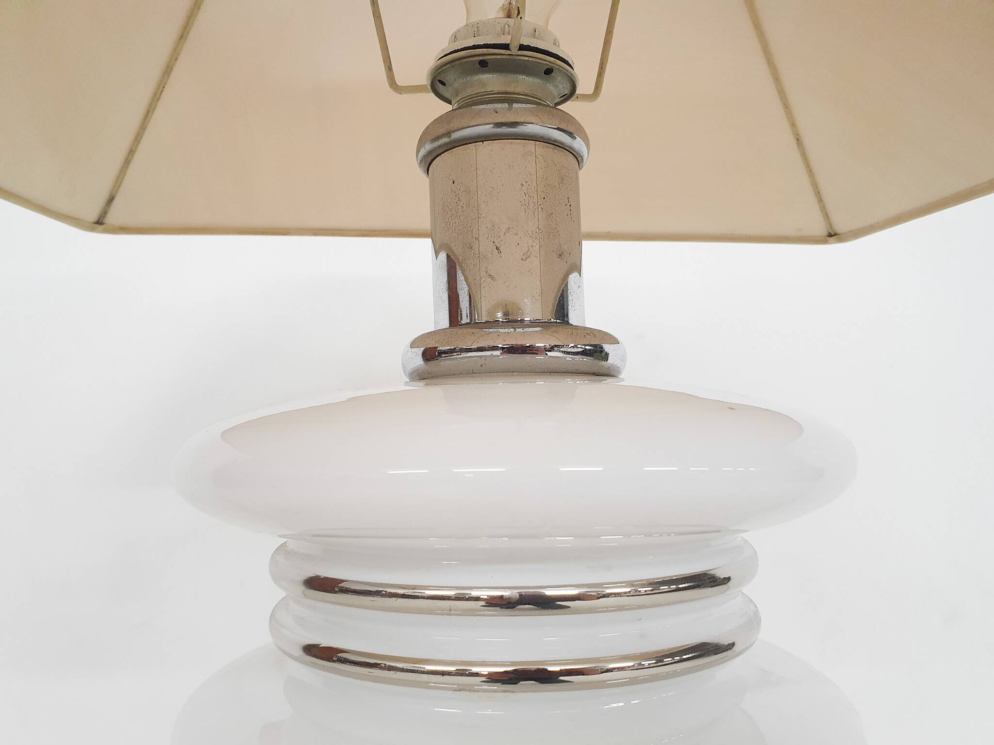 White chrome and opal table light by Leclaire and Schafer, Germany, 1970's