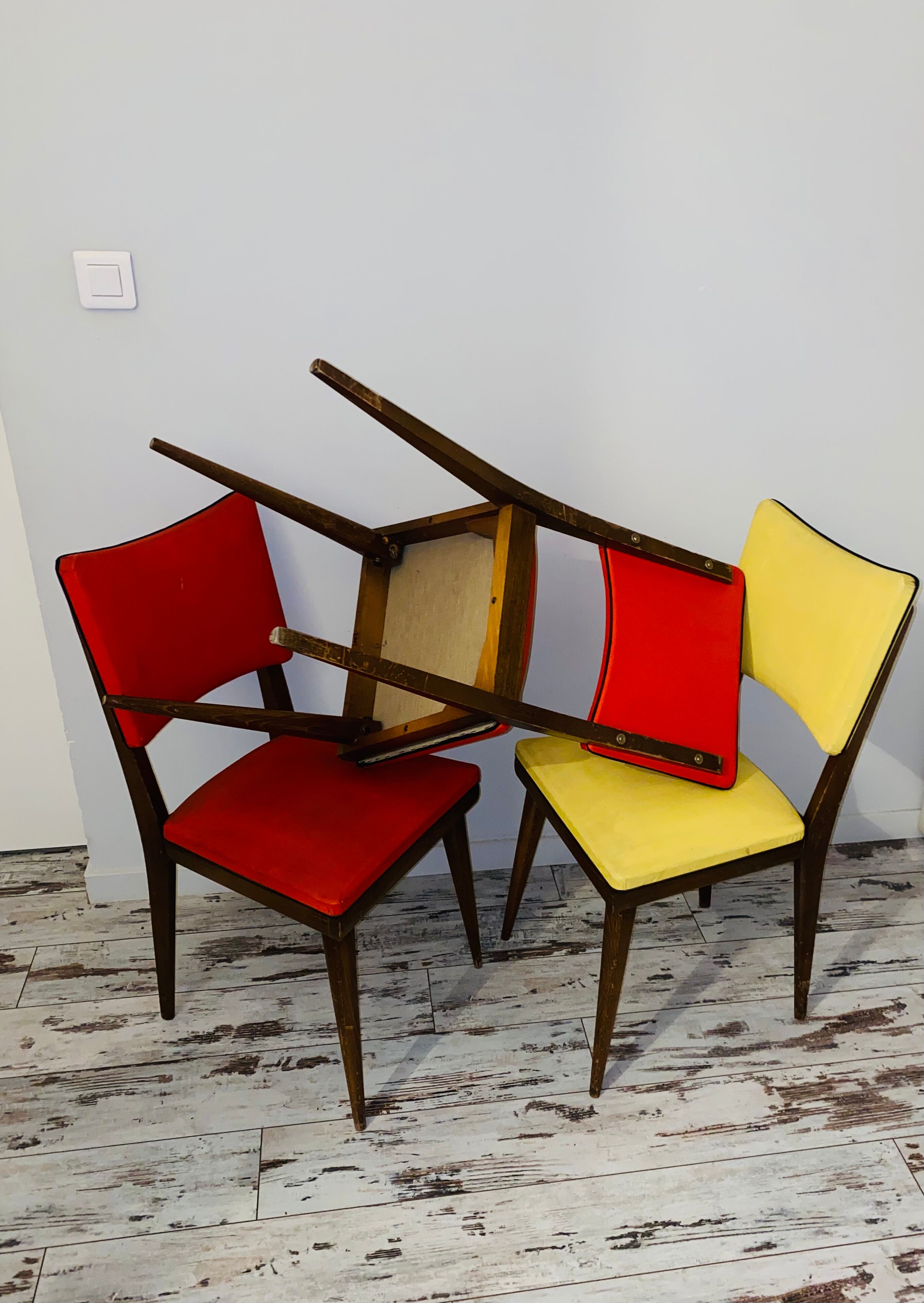 Suite of 5 vintage chair 50s
