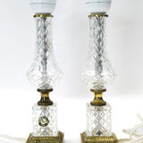 Paire de lampes de table néo-classique cristal d'albret