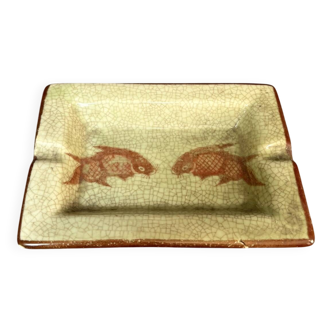 Antique Ashtray Pocket Dish Ceramic Koi Carp Celadon Qianlong Qing China
