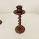 Vintage folk art turned wood candle holder