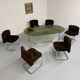 Vintage chrome and smoked glass table, 70s design, Paul Legeard DOM