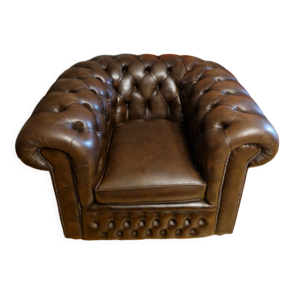 Vintage chesterfield leather club armchair