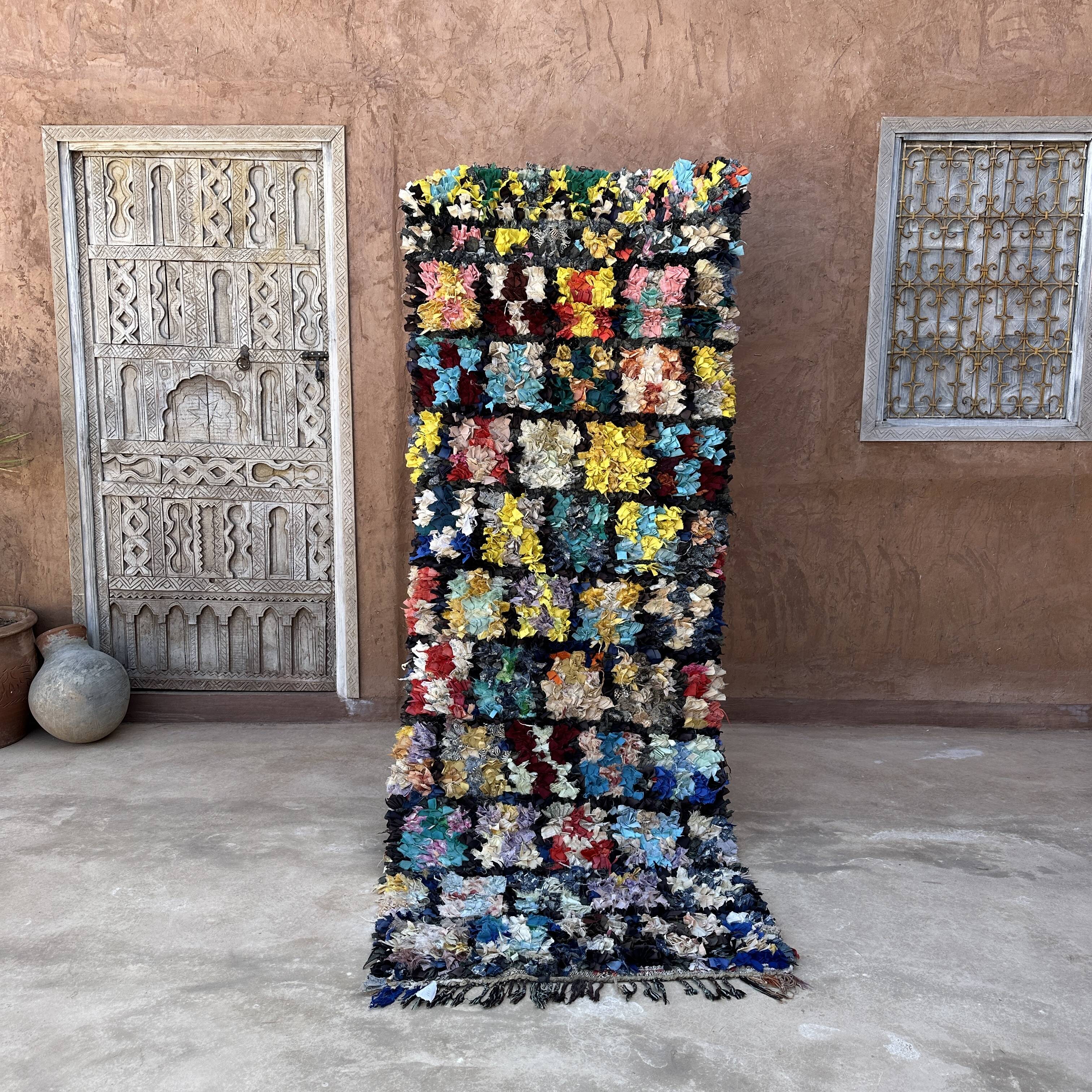 Moroccan carpet Boucherouite colored - 92 x 241 cm