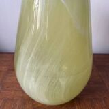 Yellow glass vase, hand-painted using the cold technique