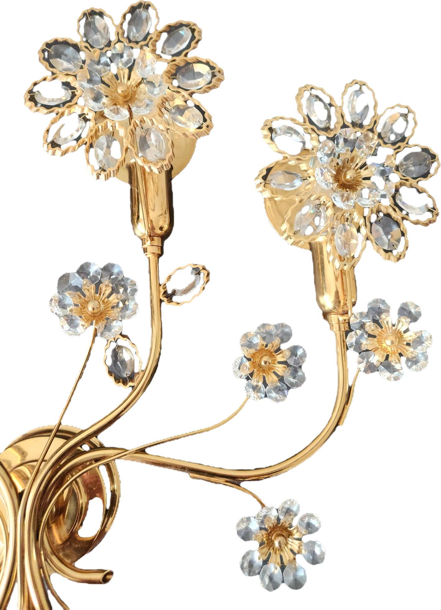 Palwa Hollywood Regency vergoldet Wandlampe Messing Swarovski Kristallen