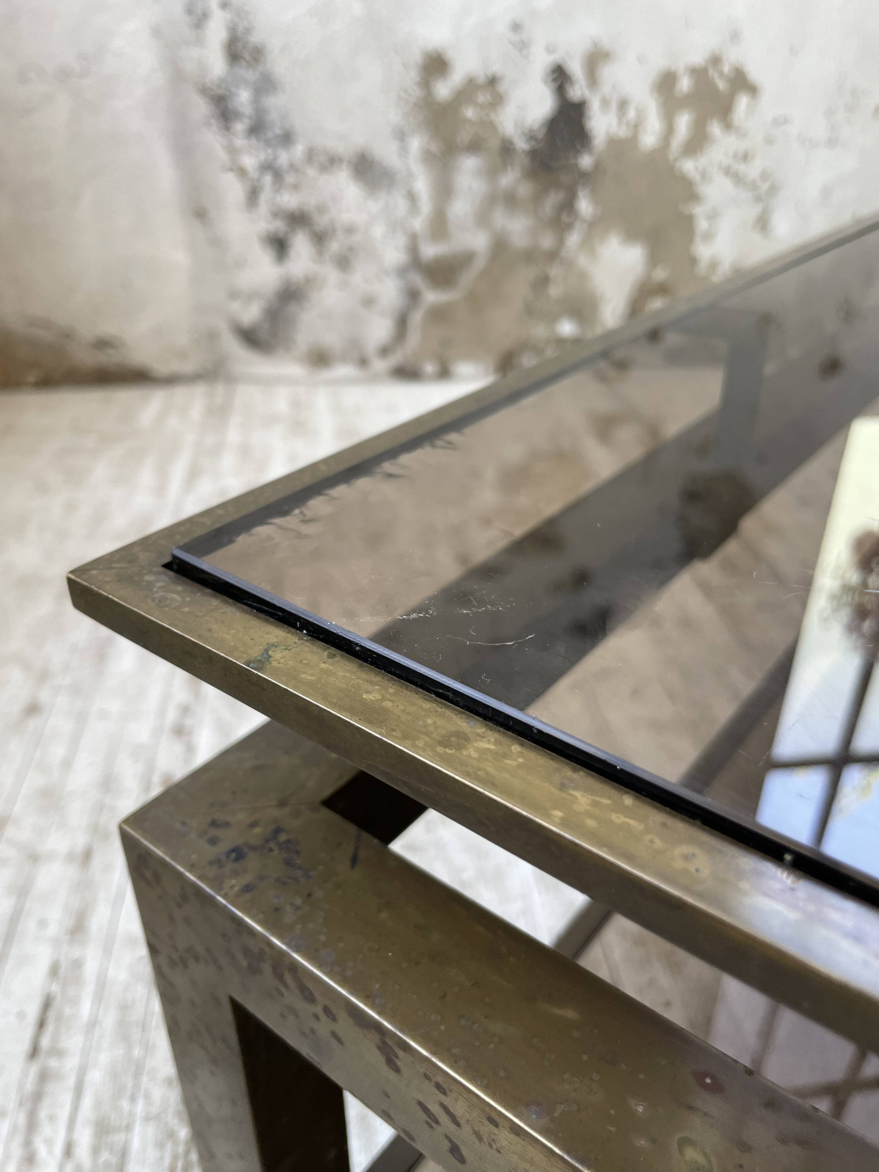 Brass coffee table attributed to Guy Lefevre for Maison Jansen