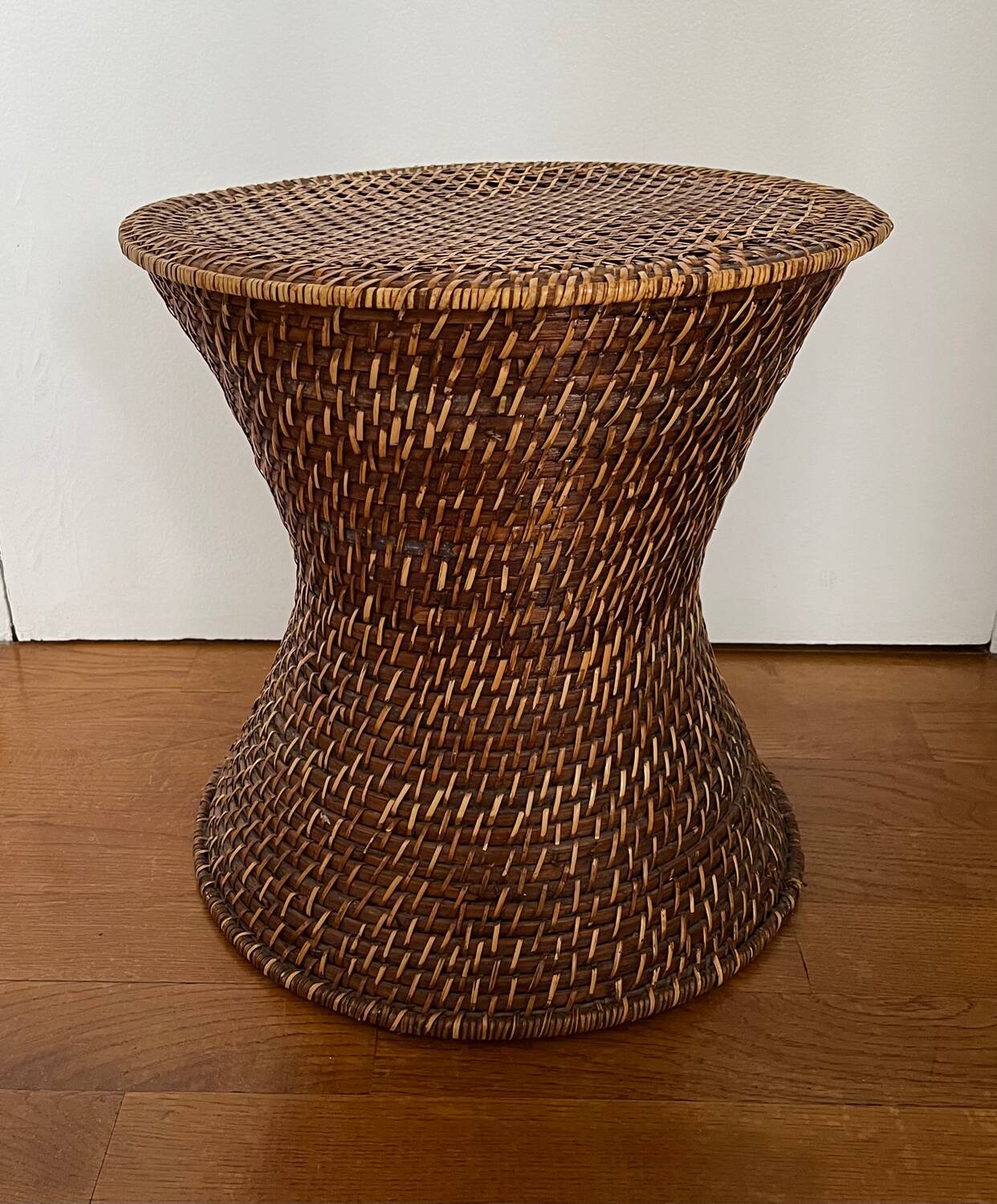 Rattan and cane side table
