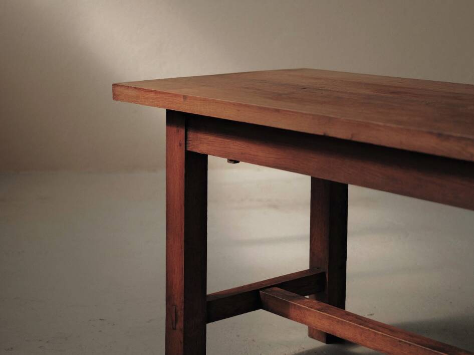 Solid oak farmhouse table, France, around 1950.