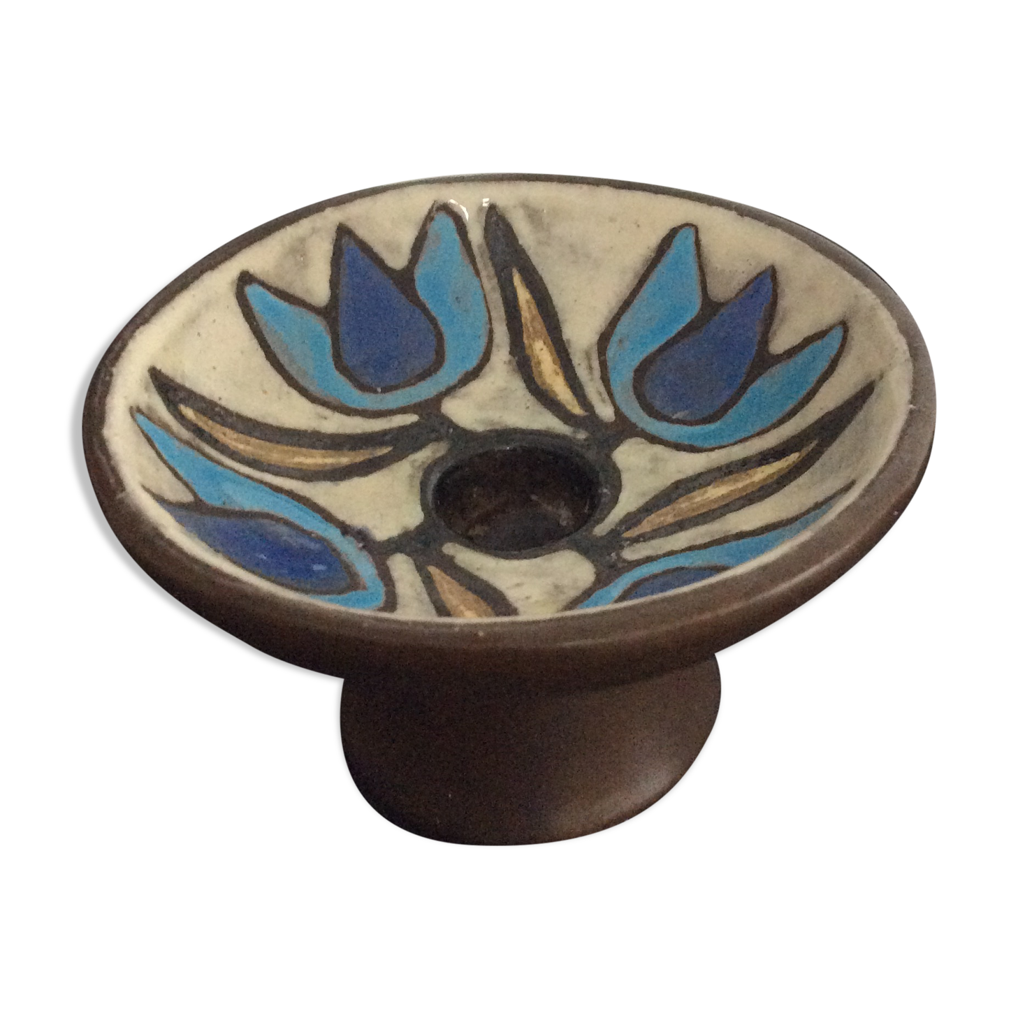 Vintage ceramic candle holder signed Yvette Manoy